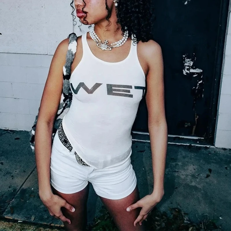 2025 Summer Y2k Women's Sleeveless Tank Top, Street Hip Hop U-neck Rock Sports Tank Top, Tight corset Girls' Short Top Casual