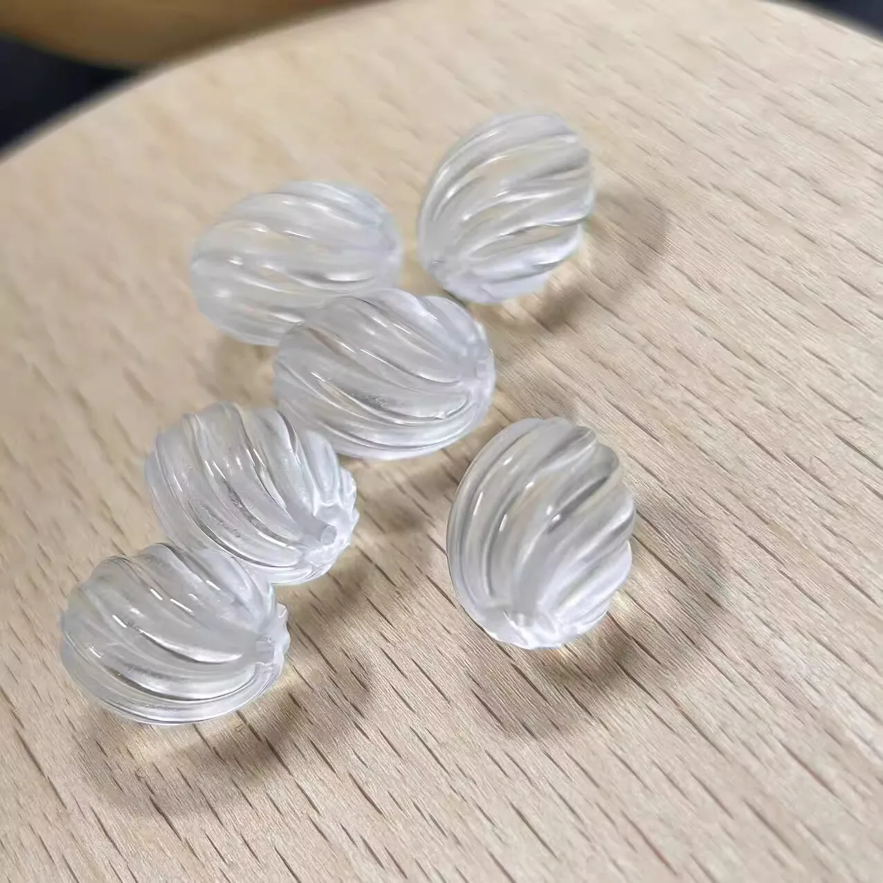 2pieces white Crystal Craved Pumpkin S wave shape 9*12mm full hole for DIY jewelry making FPPJ wholesale nature loose beads