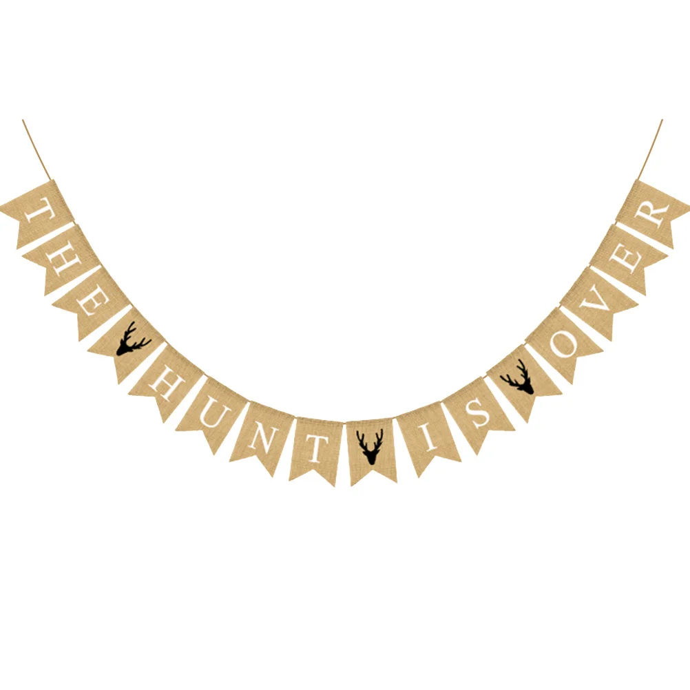 

Swallowtail Banner Stylish Linen Hunting Themed Garland with Unique Letter Pattern Perfect for Photo Booth and Celebration Decor