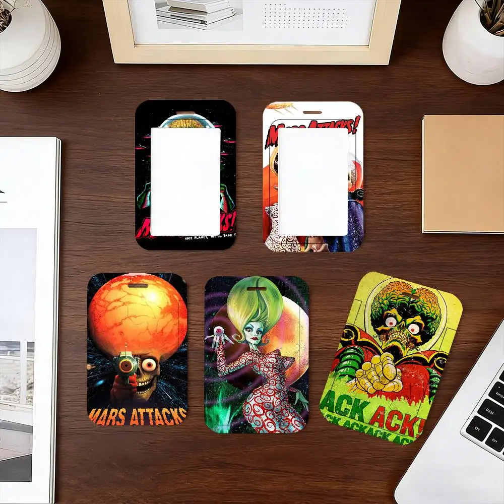 mars attacks  ID Card Holder Neck Strap Pendant Door Badge Holder Lanyards Keychain Work Credential Case Gift
