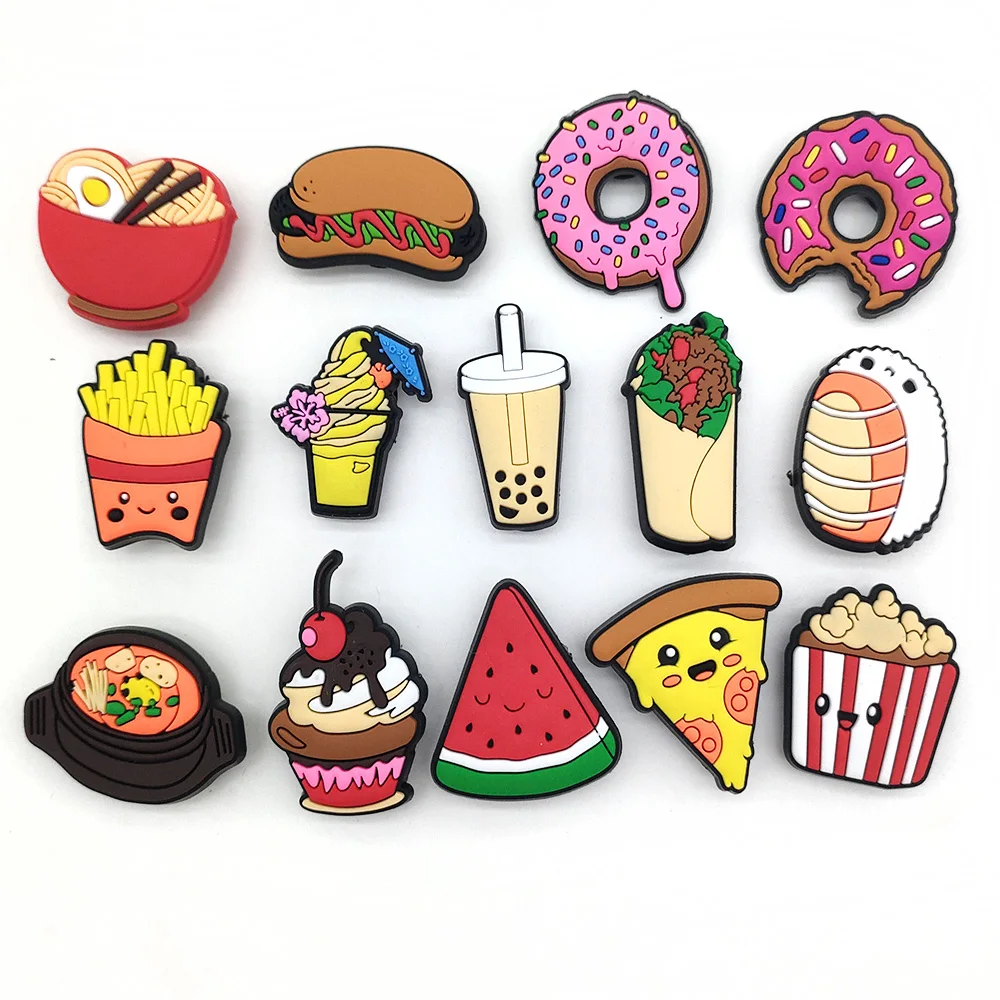 1Pcs cartoon food shoe charms DIY PVC shoe Accessories fit shoe Decorate buckle kids gifts