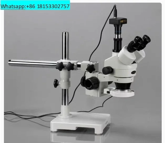 AmScope 3.5X-90X Simul-Focal Stereo Zoom Microscope on Boom Stand with an LED Ring Light--Or Ship from Moscow