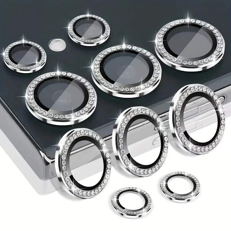 YPM5 بلينغ الماس الزجاج عدسة الكاميرا حامي الحال بالنسبة لسامسونج غالاكسي S24 الترا S25 زائد الترا عدسة حلقة غطاء محدد