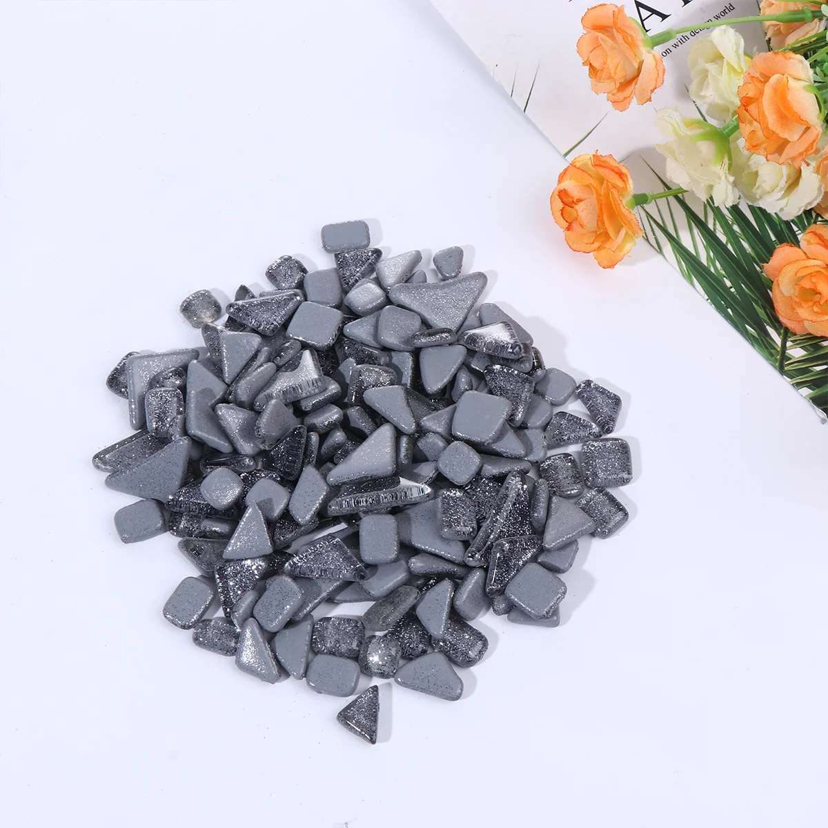 500 جرام رمادي كريستال زجاج غير منتظم السلس فسيفساء الأحجار دائم مقاومة للحرارة ديكور Craft بها بنفسك الحرفية الطراز الحديث مقاومة للماء #3