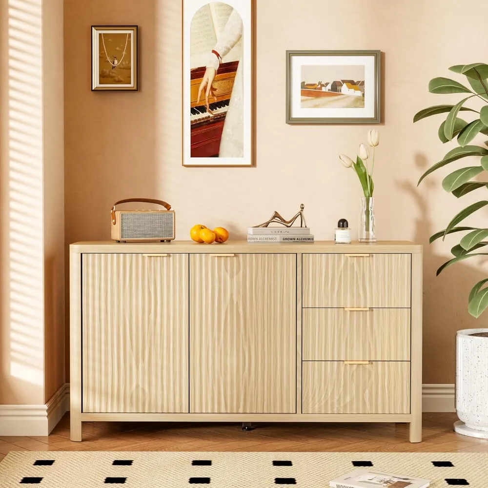 خزانة جانبية ذات رف قابل للتعديل، بوفيه كبير متعدد الوظائف 46.6 مع أبواب وأدراج، حل تخزين مميز #2