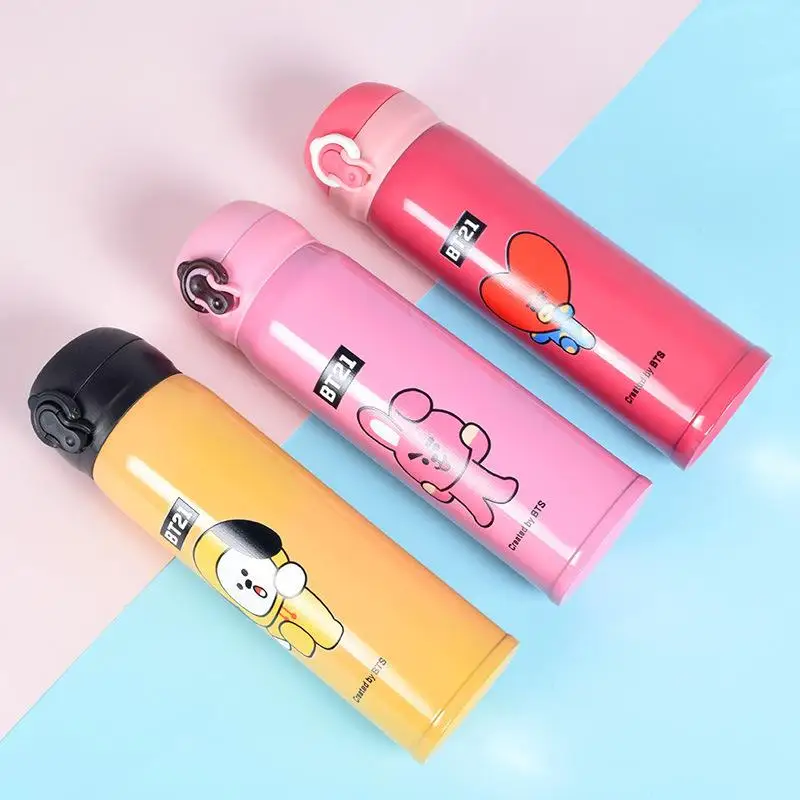 

500 мл аниме мультфильм Bt21 Cooky Chimmy термос Y2K модная новая чашка для воды из нержавеющей стали большой емкости студенческий термос чашка