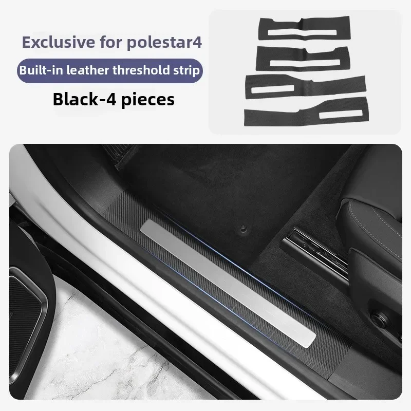 

Для Polestar 4 шт., защитная полоса для порога из углеродного волокна, защита от царапин, декоративная полоса для дверей, наклейки на пороги
