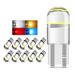 2/6/10/20/30/40/50/100pcs T10 LED W5W Canbus Glass COB 6000k Reading Dome Lamp Marker Wedge License Plate Light Bulb 168 194 192