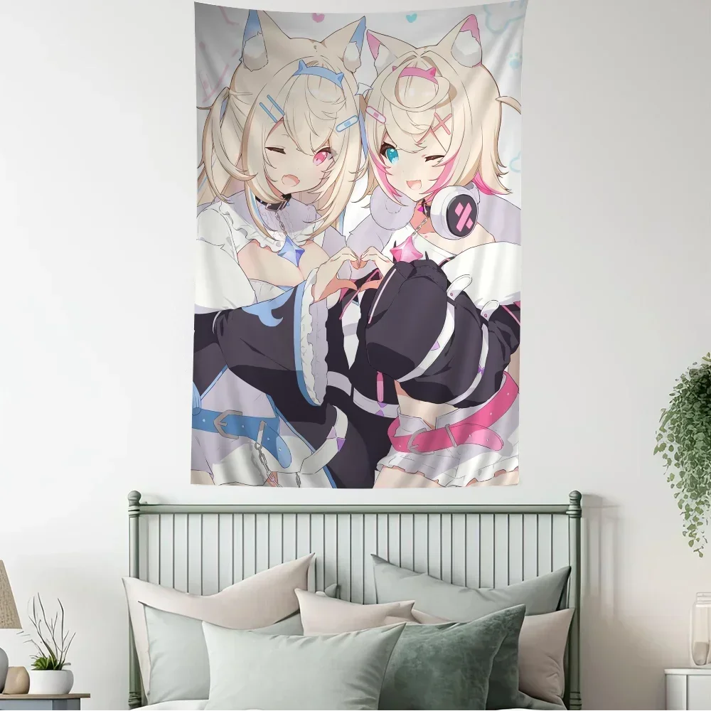 FuwaMoco Fuwawa Mococo Hololive Vtuber DIY Wall Tapestry for Living Room Home Dorm Decor Wall Art Decor