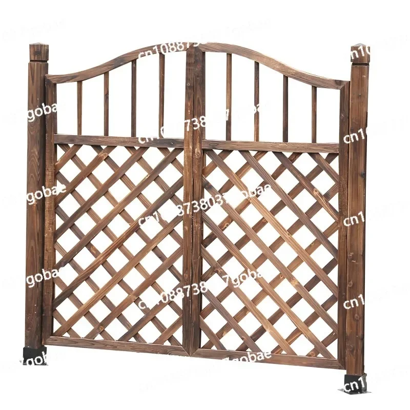 Fence Door Anticorrosive Wooden Door Double Opening Fence  Vegetable Garden Small Yard  Wooden Fence Garden  Outdoor