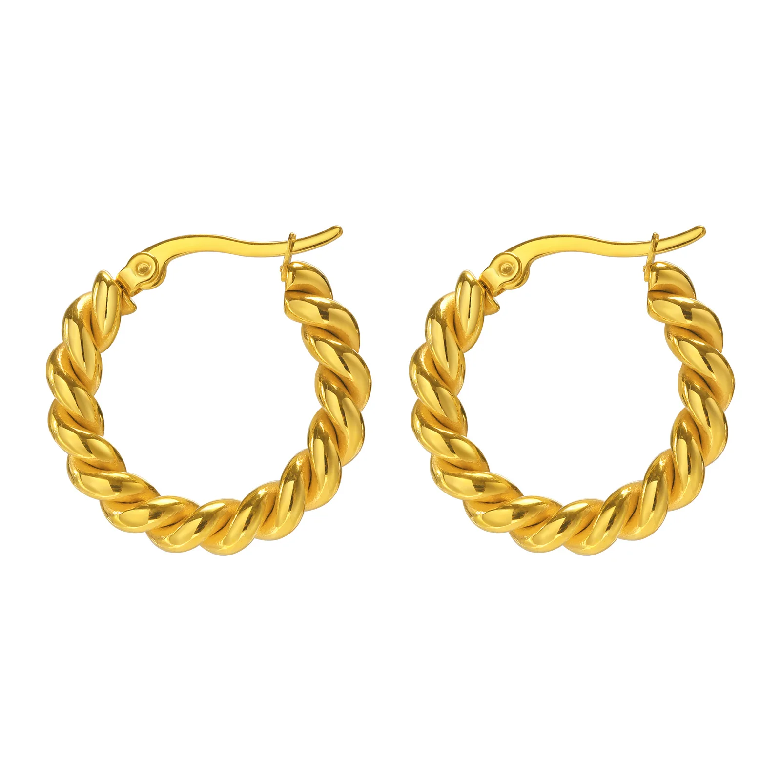 

Rope Twist Huggies Hoop Earring for Women Gold Plated Stainless Steel Jewelry