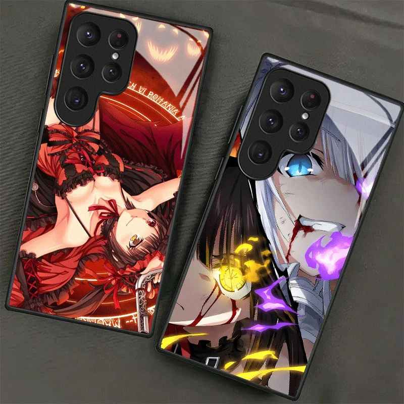 Date A Live Tokisaki Kurumi Tempered Glass Phone Case for Samsung Galaxy S24 S25 S26 Ultra Edge S23 FE S22 Plus S21 + S20 Shockp