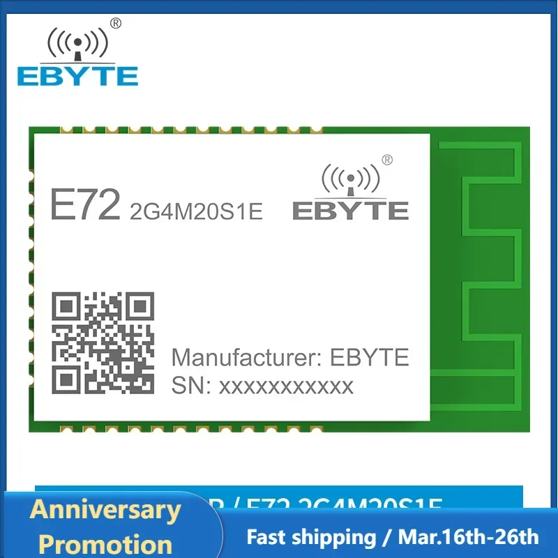 CC2652P ZigBee Blue-tooth 2.4Ghz 20dBm Module Wireless Module SoC EBYTE E72-2G4M20S1E Transceiver and Receiver PCB Antenna