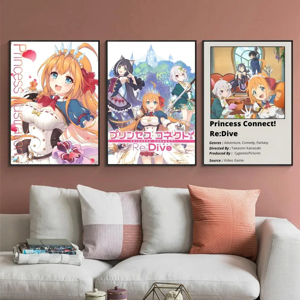 Hot PPrincess Connect! Re：Divees Poster Waterproof Self-Stick | Durable Decor | Ideal for Bedroom, Kitchen & Entryway