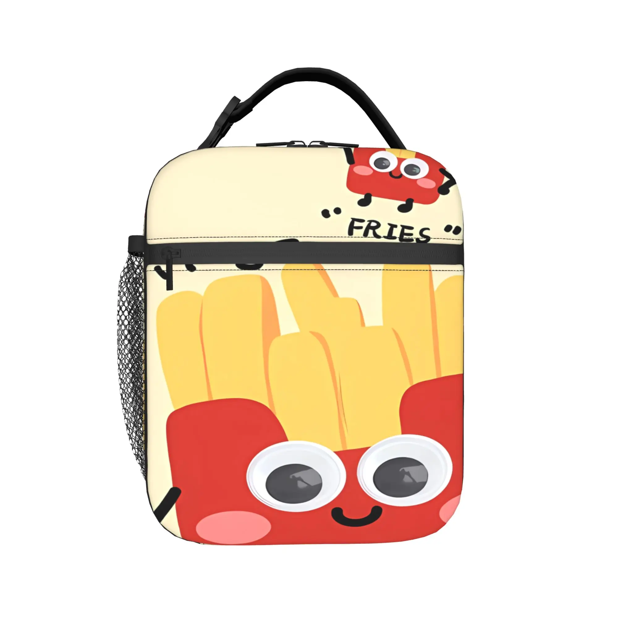Lunch Bag Smiling Fries Character Pattern School Lunch Box For Child  Casual Portable Zipper Designer Tote Food Bags