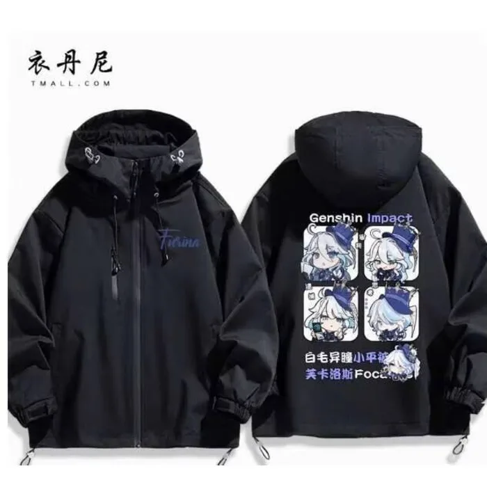 

Anime Genshin Impact Furina Hooded Outdoor Jackets Cosplay Autumn Winter Student Men Women Coat Jacket Tops Anime