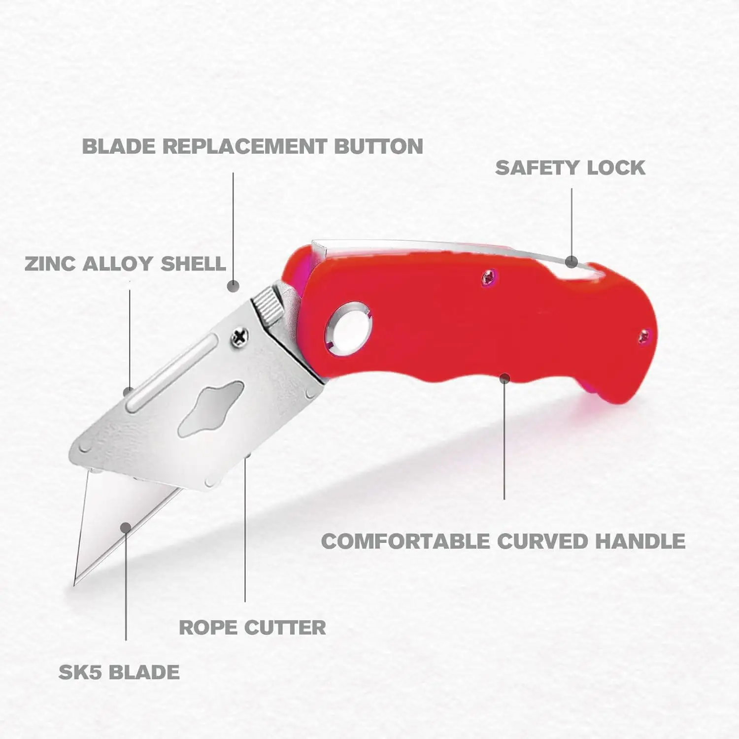 8-Pack Folding Box Cutter Knives, Plastic Cardboard Opener, Pocket Knife, Utility Knives, Metal Construction for Home, Office