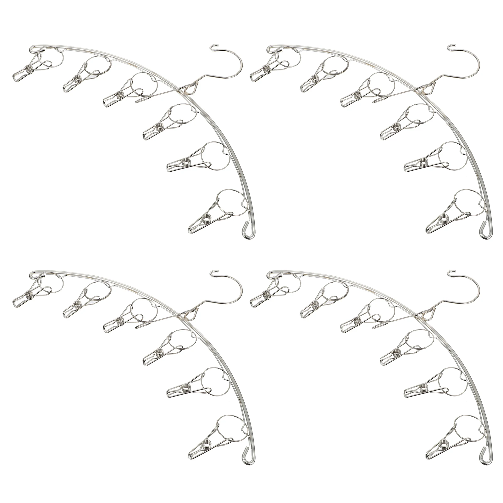 

4pcs Windproof Clothes Hanger Stainless Steel Socks Underwear Clip Gear Rotatable Bracket Save Space Laundry Drying Solution