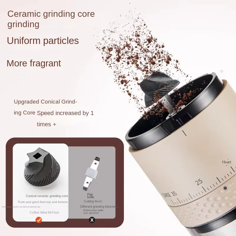 New Electric Coffee Grinder Externally Adjustable Type-C Charging Coffee Burr Grinder Bean Grinding Machine Coffee Maker