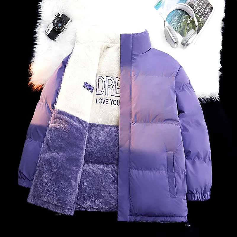 เสื้อโค้ทผู้ชายแฟชั่นฤดูหนาว สไตล์ลำลอง ทันสมัย ทรงหลวม คอตั้ง แขนยาว ผ้าฟลีซบุใยสังเคราะห์ สีสันหลากหลาย ดีไซน์เรียบง่าย