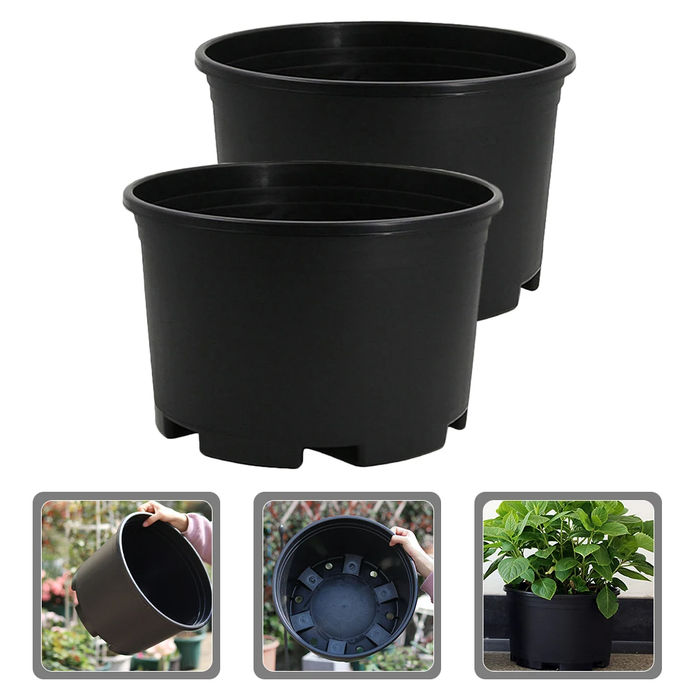 2Pcs Orchid Planting Pot Plastic Flower Large Planter Planters for Outdoor Plants Succulent Bowl Pots Floral Containers Black