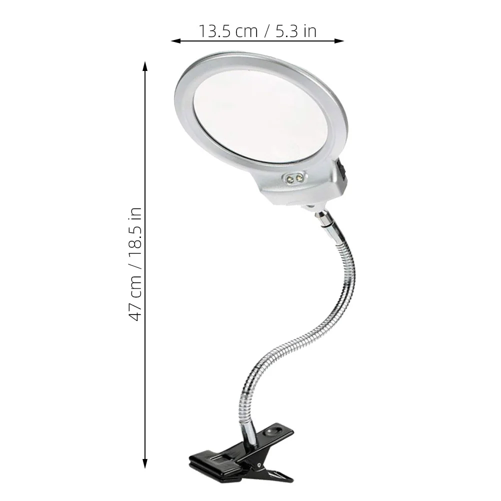 LED عدسة مكبرة كليب مصباح معدني معقوفة مرنة الرقبة القراءة ضوء مكتب دراسة ضوء الخياطة عبر غرزة صنع المجوهرات #4
