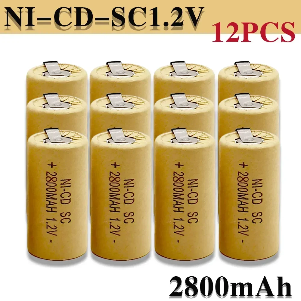2-20pcs Screwdriver Electric Drill SC Batteries 1.2V 2200mA h/2800mAh SubC Ni-Cd Rechargeable Battey