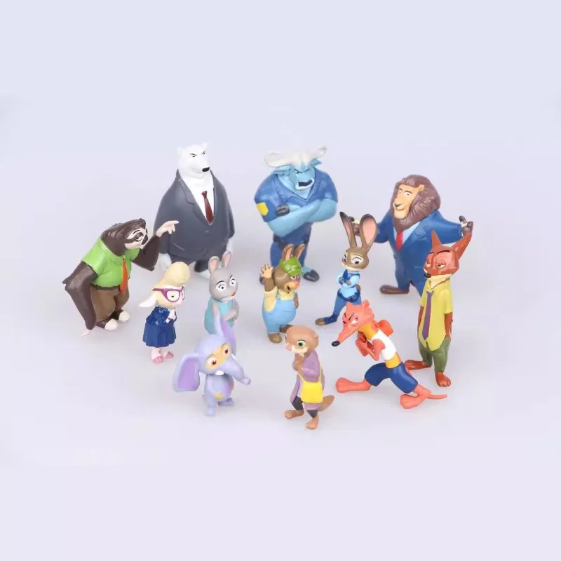 12pcs Disney CartoonPixar Zootopia Cartoon Judy Hopps Nick Wilde Action Figure Ornament  Model Doll Toy Collection Birthday Gift