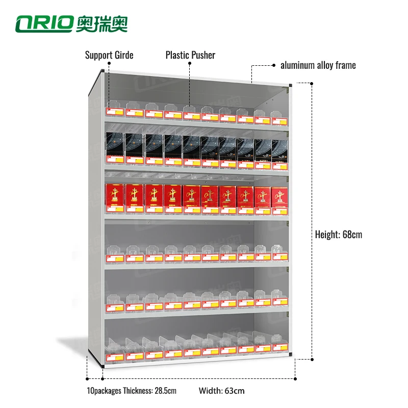 Supermarket Cigarette Display Shelf Rack Convenience Store Back Cigarette Cabinet Automatic Pusher Cigarette Counter Stand Shelf