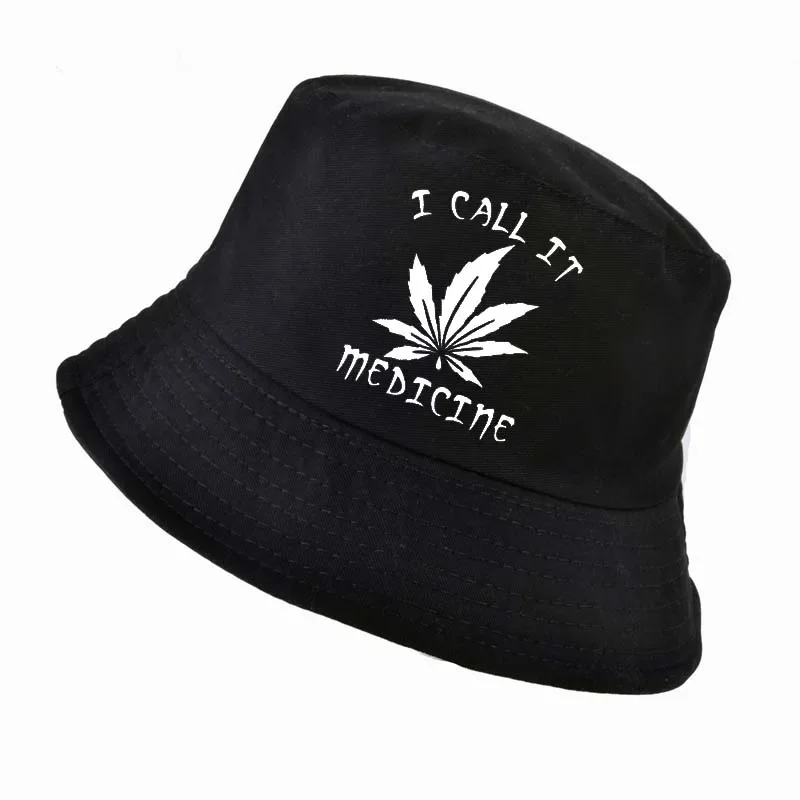 

WEED I CALL IT MEDICINE letter Bucket Hats Summer men women Print hat funny fisherman hats Beach outdoor hunting fishing cap