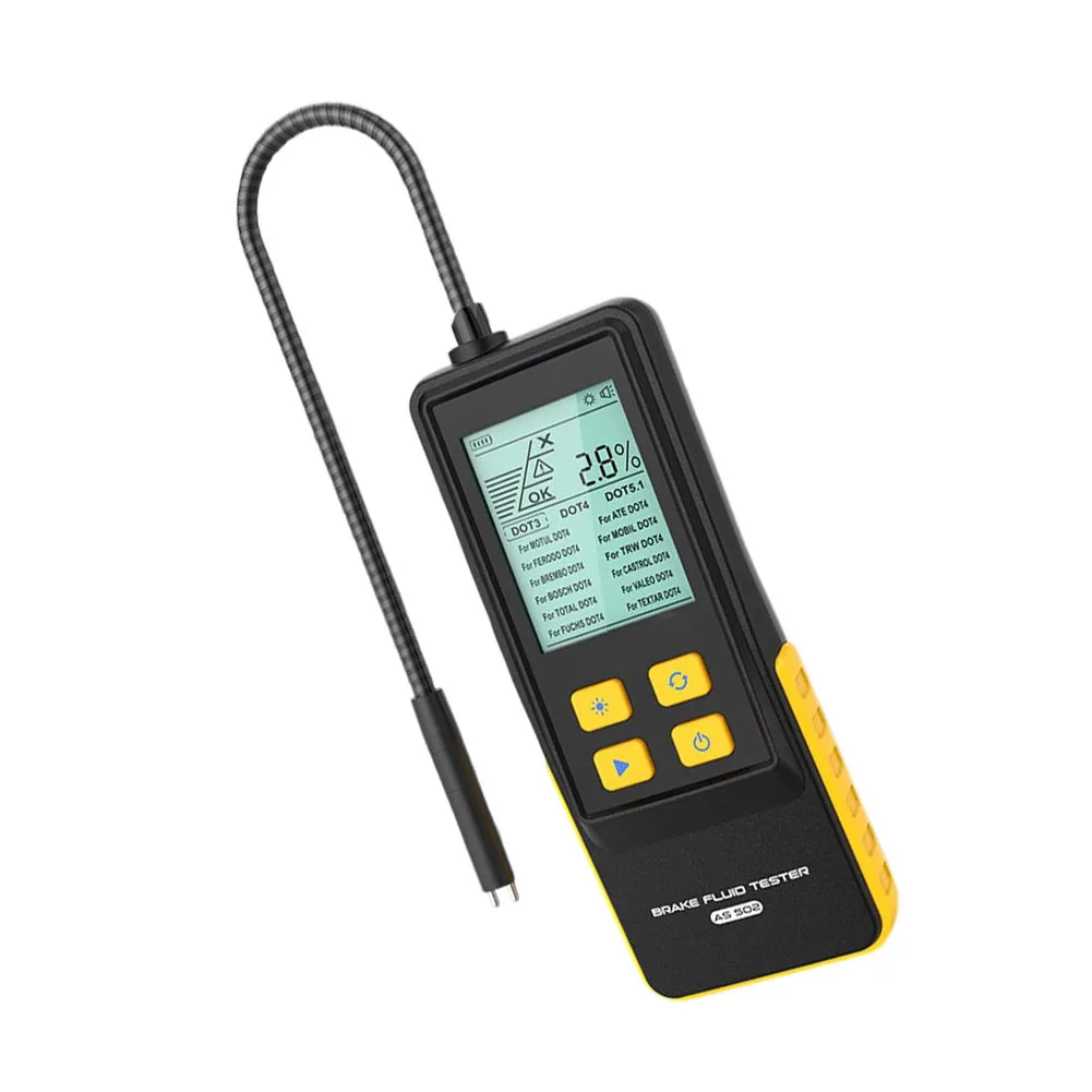 AS502 Brake Fluid Analyzer with 2.8 Inch Backlit Display and Clear OK Exclamation Mark X Indicators for Moisture Status
