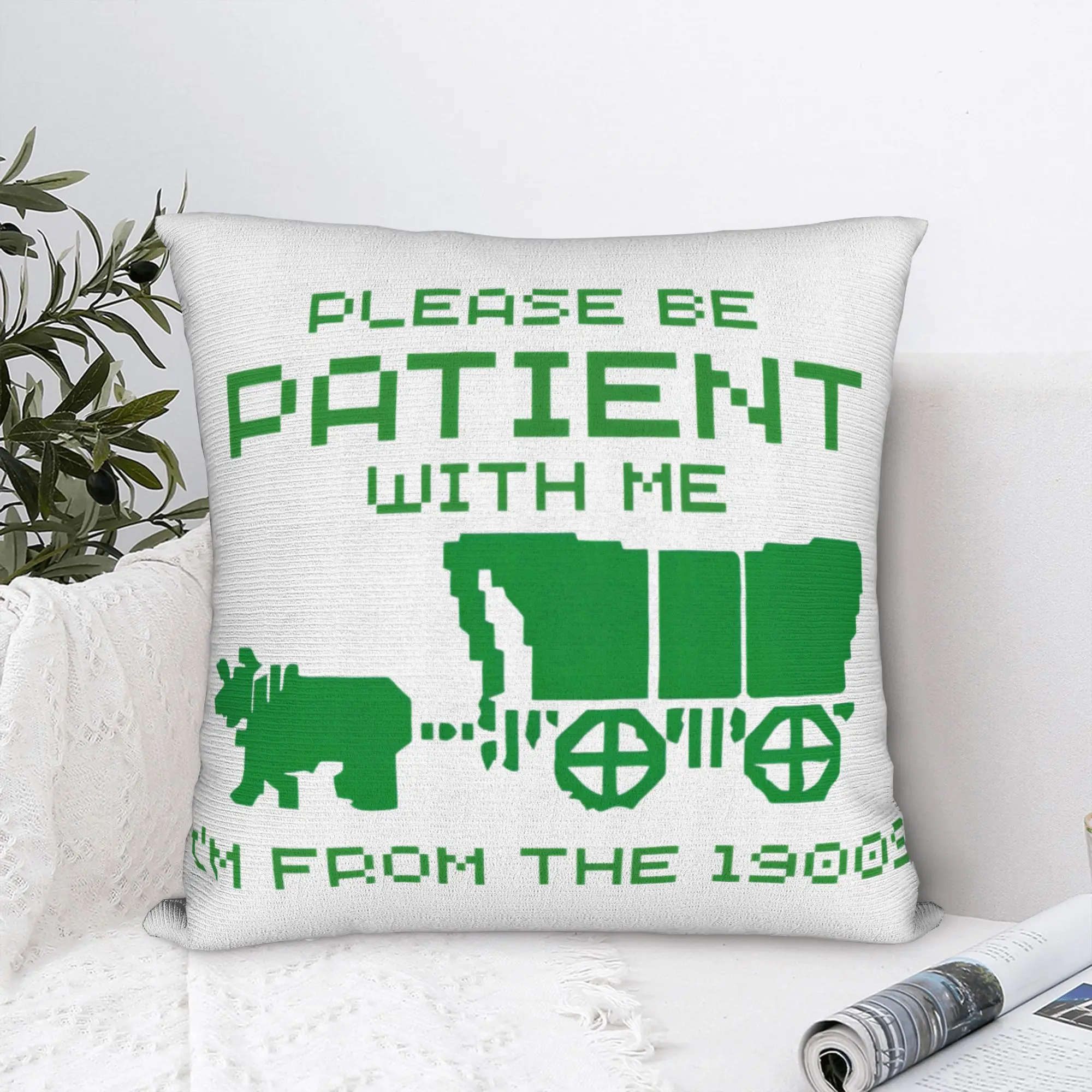 Printed Please Be Patient Born in 1900s Pillowcase Polyester Cushion Cover Gift Humor Funny Pillow Case Cover Sofa Square