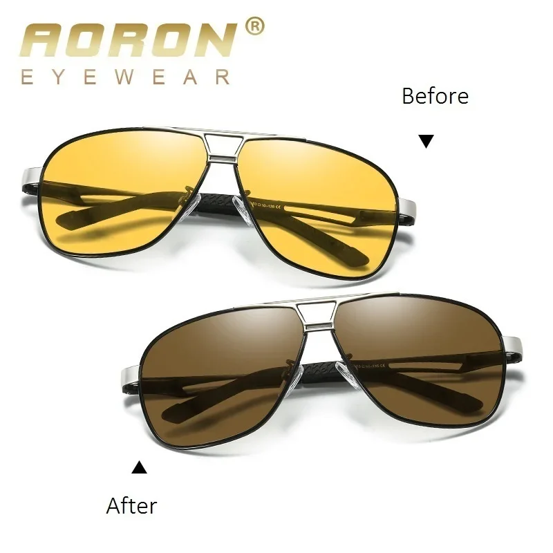 AORON-gafas de sol fotocromáticas para hombre, lentes polarizadas para piloto de conducción, camaleón, seguridad para Conductor, visión nocturna, UV400