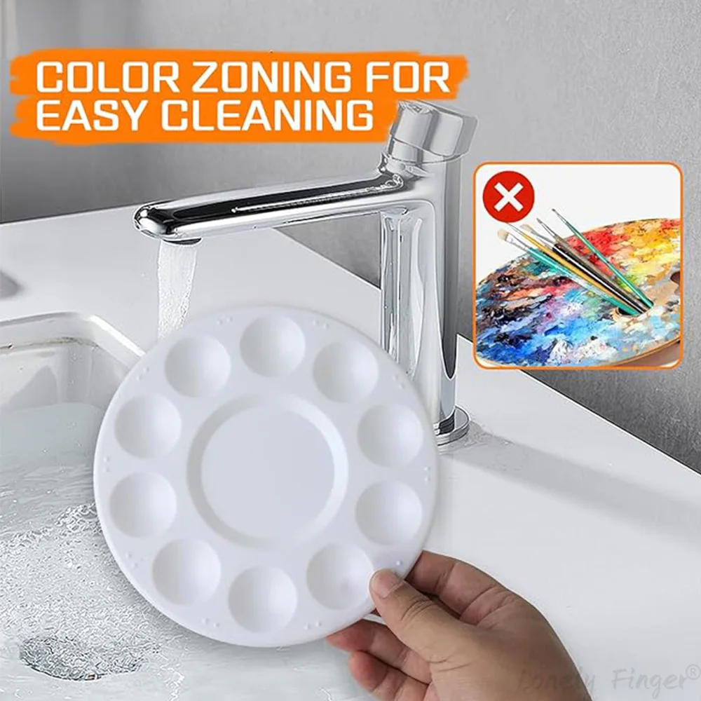 لوحات طلاء بلاستيكية مكونة من 12 قطعة لوحة طلاء صينية لوازم فنية لوحة طلاء للغواش وطلاء الأكريليك والألوان المائية