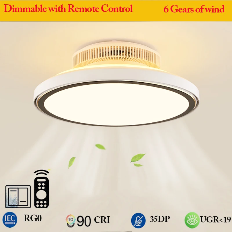 

Modern Full Spectrum Invisible Blade LED Ceiling Fan Lamps Dimmable With Remote Control Indoor Fan Lighting Bedroom Living Room