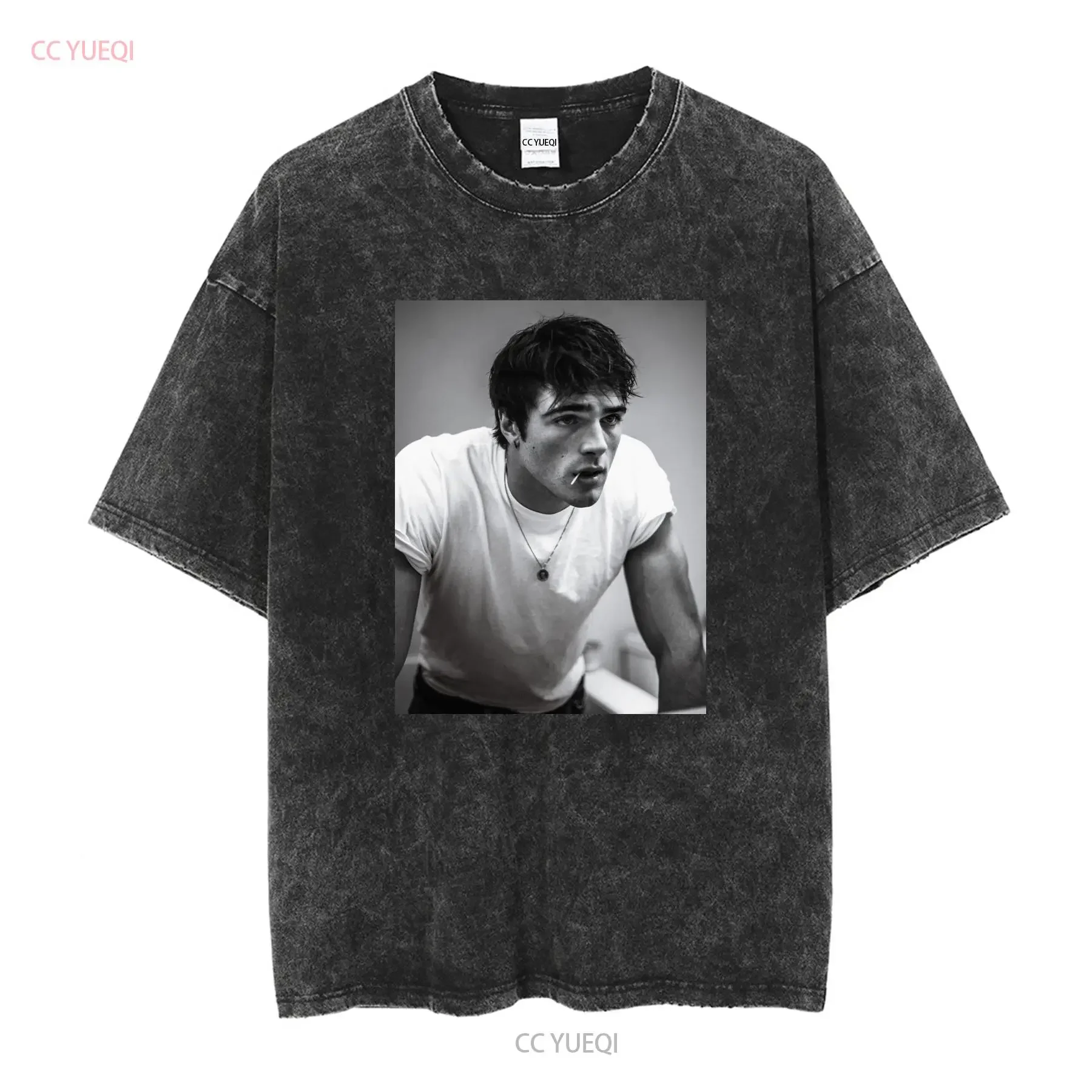 NWT Jacob Elordi Australian Actor The Kissing Booth T Shirt long sleeves vintage Washed Versatile Slightly Stylish homme