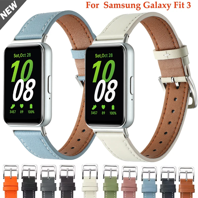 

Новый тонкий кожаный ремешок для Samsung Galaxy Fit 3, аксессуары для умных часов, сменный ремень, браслет для Galaxy Fit 3, браслет