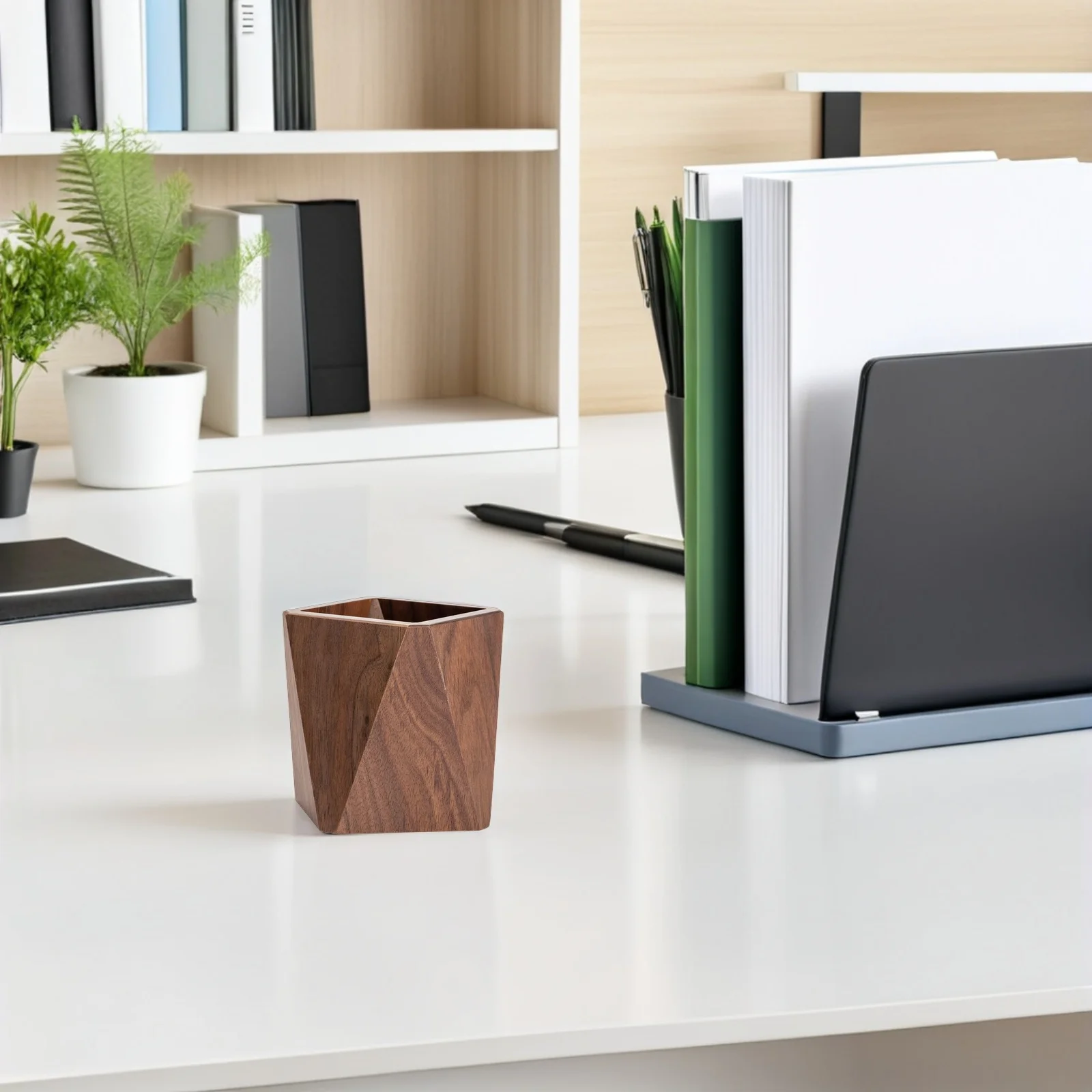 

1Pcs Black Walnut Wooden Pen Holder Sturdy Desktop Organizer Multipurpose Storage Container for Home Office