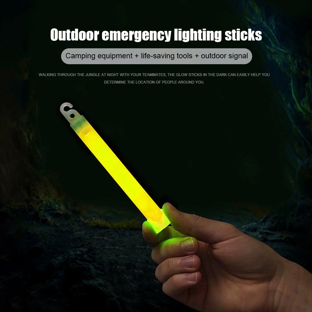 1-50pcs Glow Sticks with Hook 6 inch Fluorescence Light for Hiking Camping Outdoor Emergency Concert Party Light Sticks