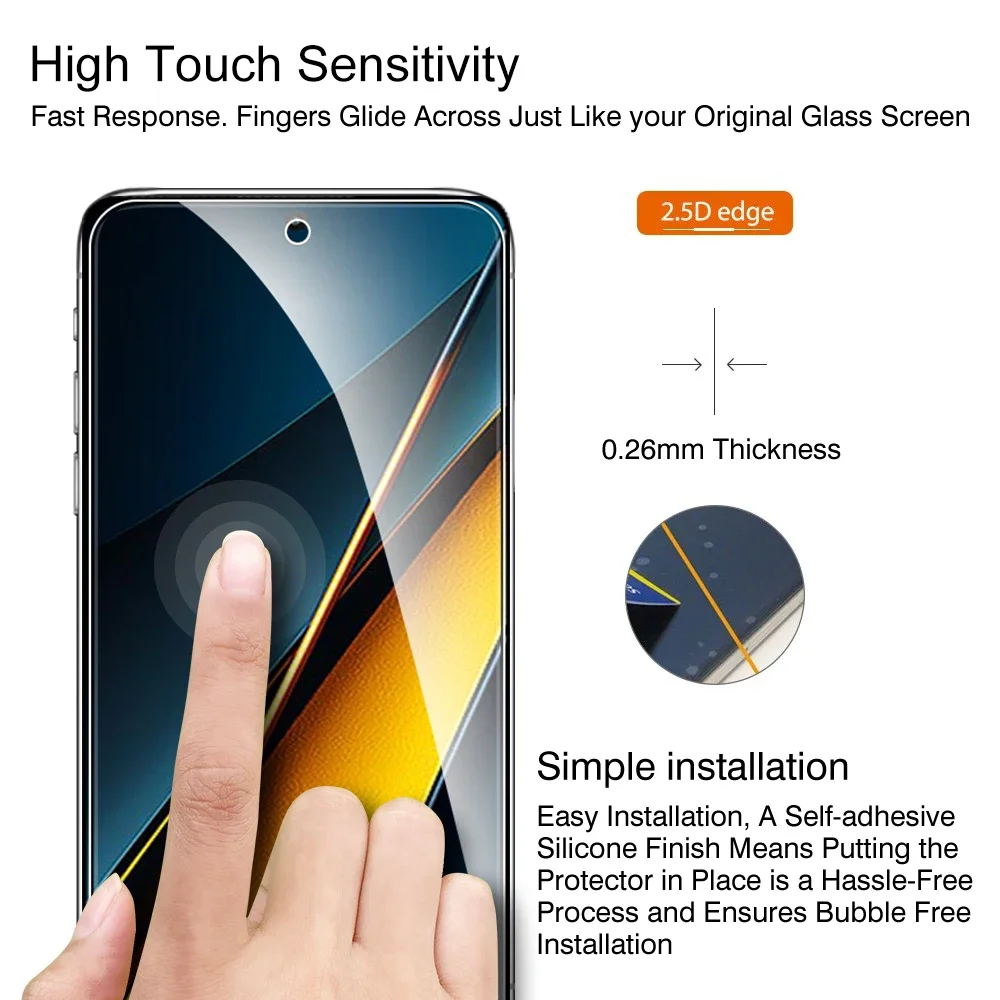 4pcs Full Cover Screen Protector For POCO X3 X4 X5 X6 Pro X3 X4 F3 F4 F5 GT M4 M3 M6 Pro Tempered Glass For POCO X3 Nfc X6 Neo