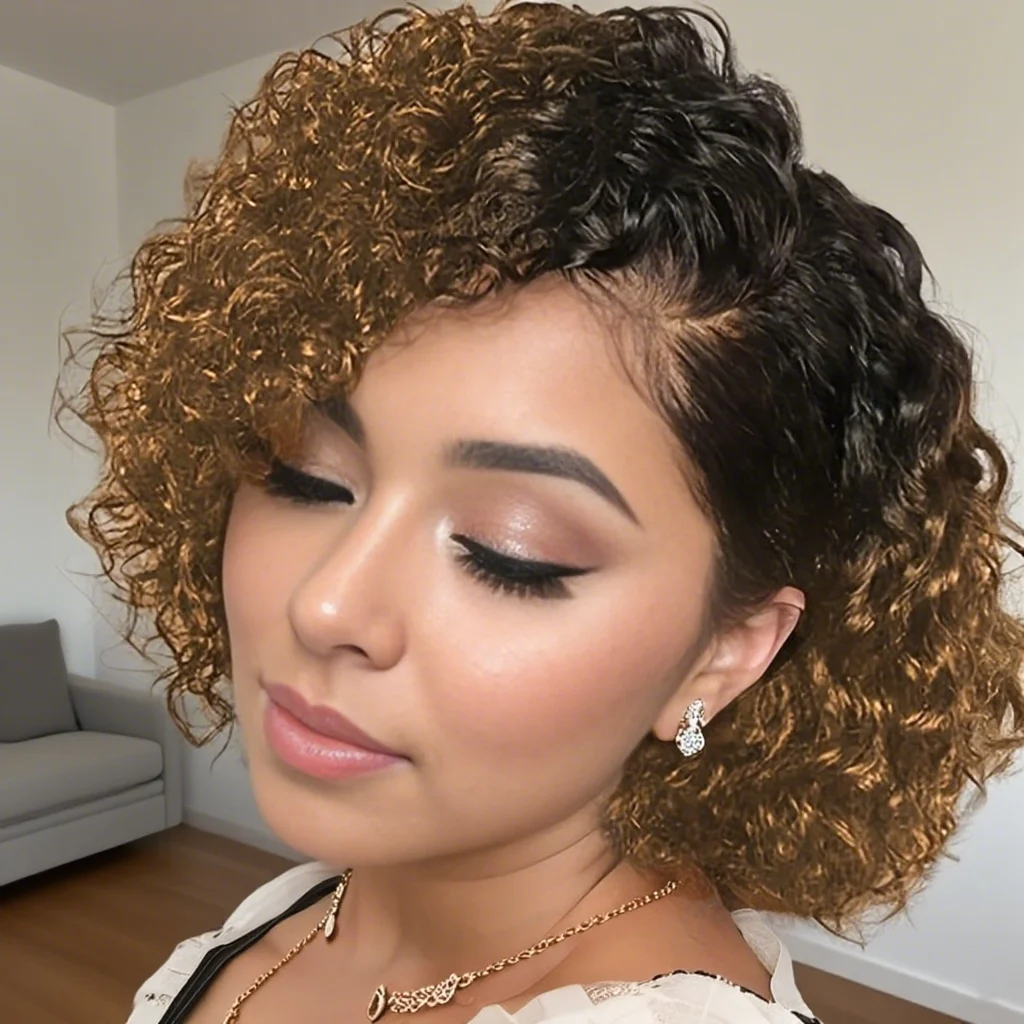 Women's 13x4 Lace Front Pixie Cut Wig, Short Curly Natural Wig