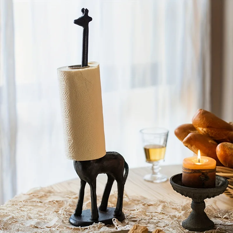 Home decor ornaments for balcony, living room, bedroom, cast iron crafts, giraffe, creative European and American style garden