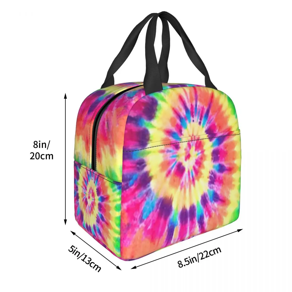 Tie Dye Multi Rainbow Lunch Bags Insulated Bento Box Lunch Tote Resuable Picnic Bags Thermal Bag for Woman Kids Office