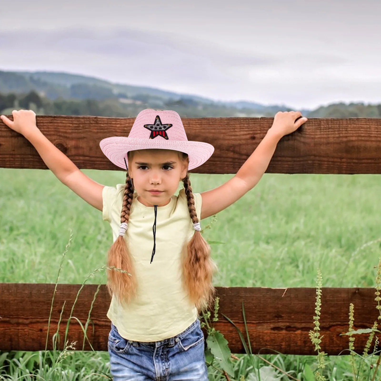 

Straw Cowboy Hats for Tea Party Beach Sun Protection Summer Hats Woven Straw Wide Brim Outdoor Vacations