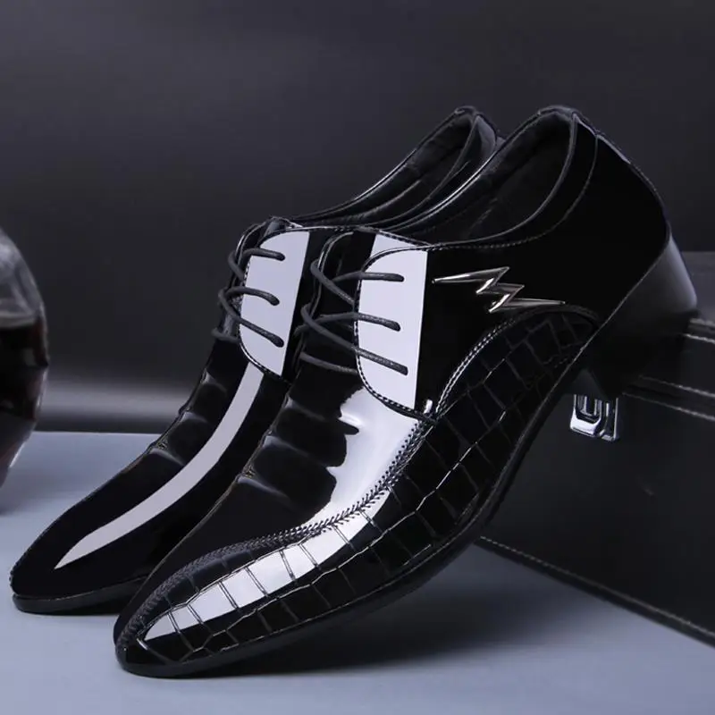 

Черные мужские деловые туфли из лакированной кожи с острым носком, элегантные и классические модные новые весенне-осенние мужские туфли высокого качества