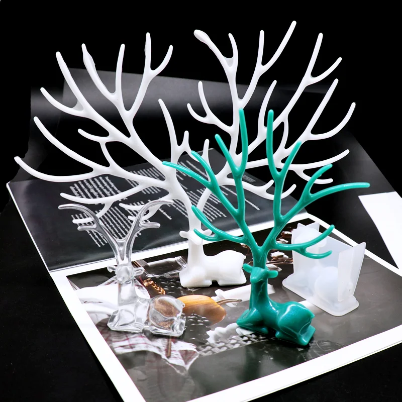 Deer And Antler Shape Silicone Resin Mold Epoxy DIY Crafts Jewelry Tools Crystal Drop Glue Handicraft Furniture Decoration