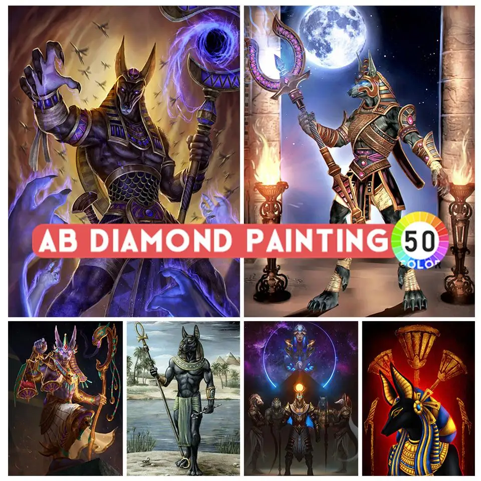 Anubis AB Diamond Painting Ancient Egyptian Gods Horus Pharaoh Diamond Embroidery 5D Full Cross Stitch Kits Home Decoration