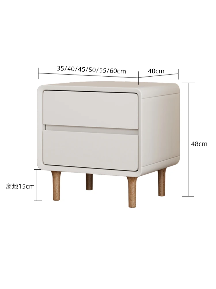 New painted solid wood bedside table Italian minimalist cream style light luxury simple modern bedroom household bedside table