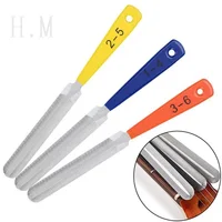 Juego de tres limas pequeñas para instrumentos musicales, azul, amarillo, naranja, lima para cuerdas de guitarra, herramienta de reparación de ranuras para almohadillas de cuerdas de guitarra