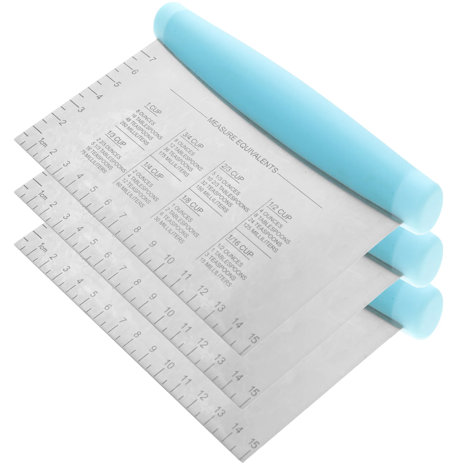 

3Pcs Dough Scraper Stainless Steel Food Scrapers with Measuring Scale Ergonomic Curved Handle Kitchen Baking Cutter Multipurpose